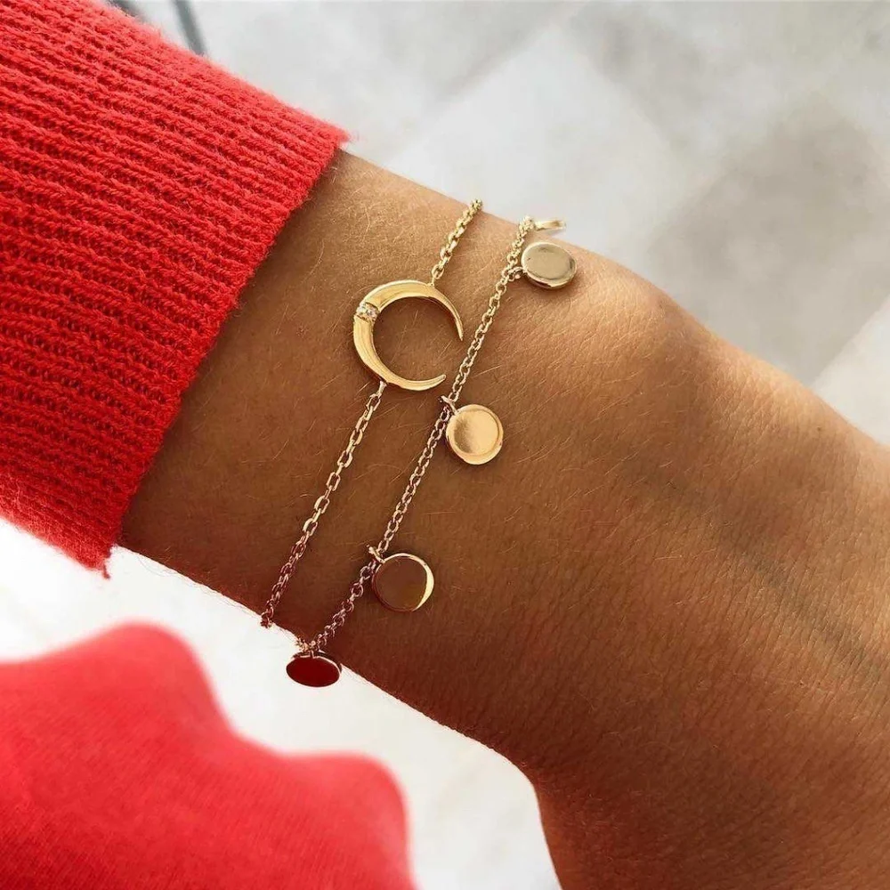 *DALEYZA* 2-Pc Gold Crescent Fashion Bracelet Set